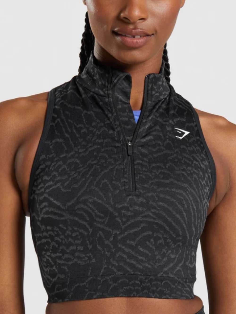 Gymshark Adapt Animal Seamless Crop 1/2 Zip Sz Small Sleeveless Animal Jacquard